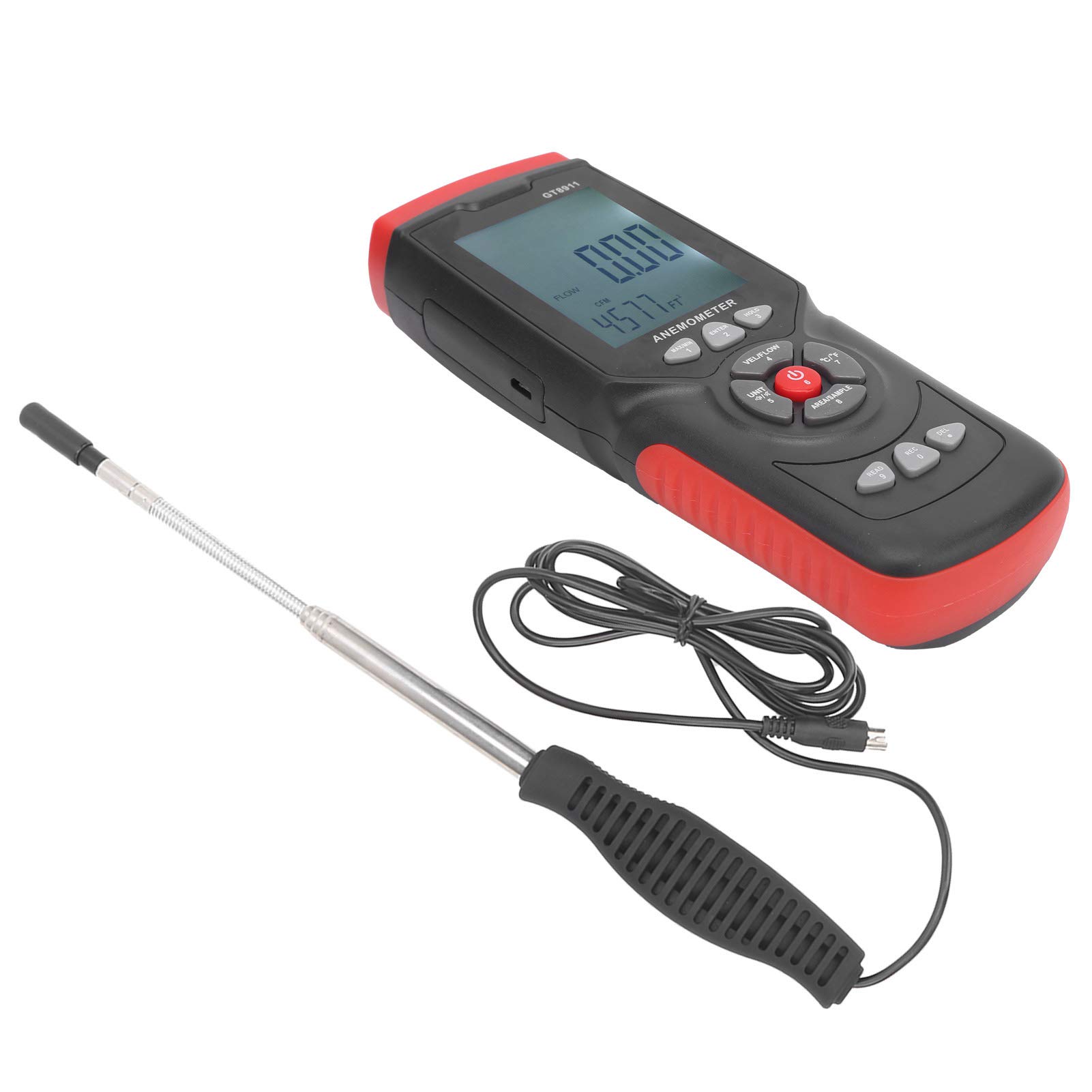 Anemómetro térmico LCD flexible para uso profesional en oficinas y fábricas