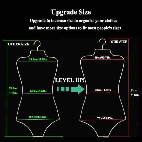 Miniatura 2 de Perchas de alambre para traje de baño, perchas de metal con forma de cuerpo (de mayor tamaño), perchas de metal para lencería de bikini, trajes de