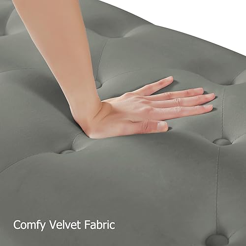 Miniatura 61 de Aoowow Banco de almacenamiento de 63 pulgadas para dormitorio, extremo de la cama, sofá otomano enrollado de tela de terciopelo armado, banco largo