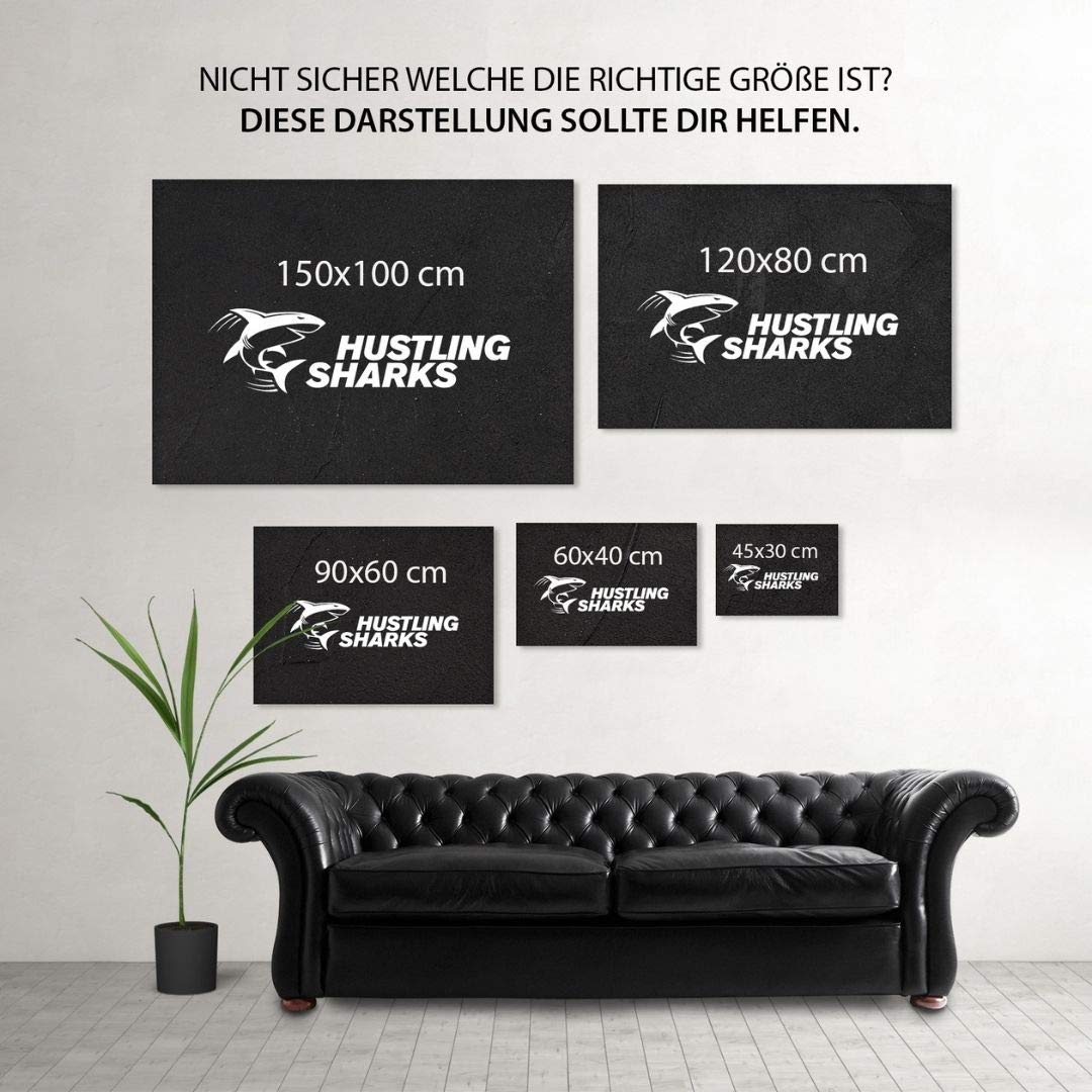 Hustling Sharks Motivationsbilder für mehr Erfolg als XXL Leinwand WHATEVER IT TAKES- Premium Leinwandbild im Querformat (60x40cm)