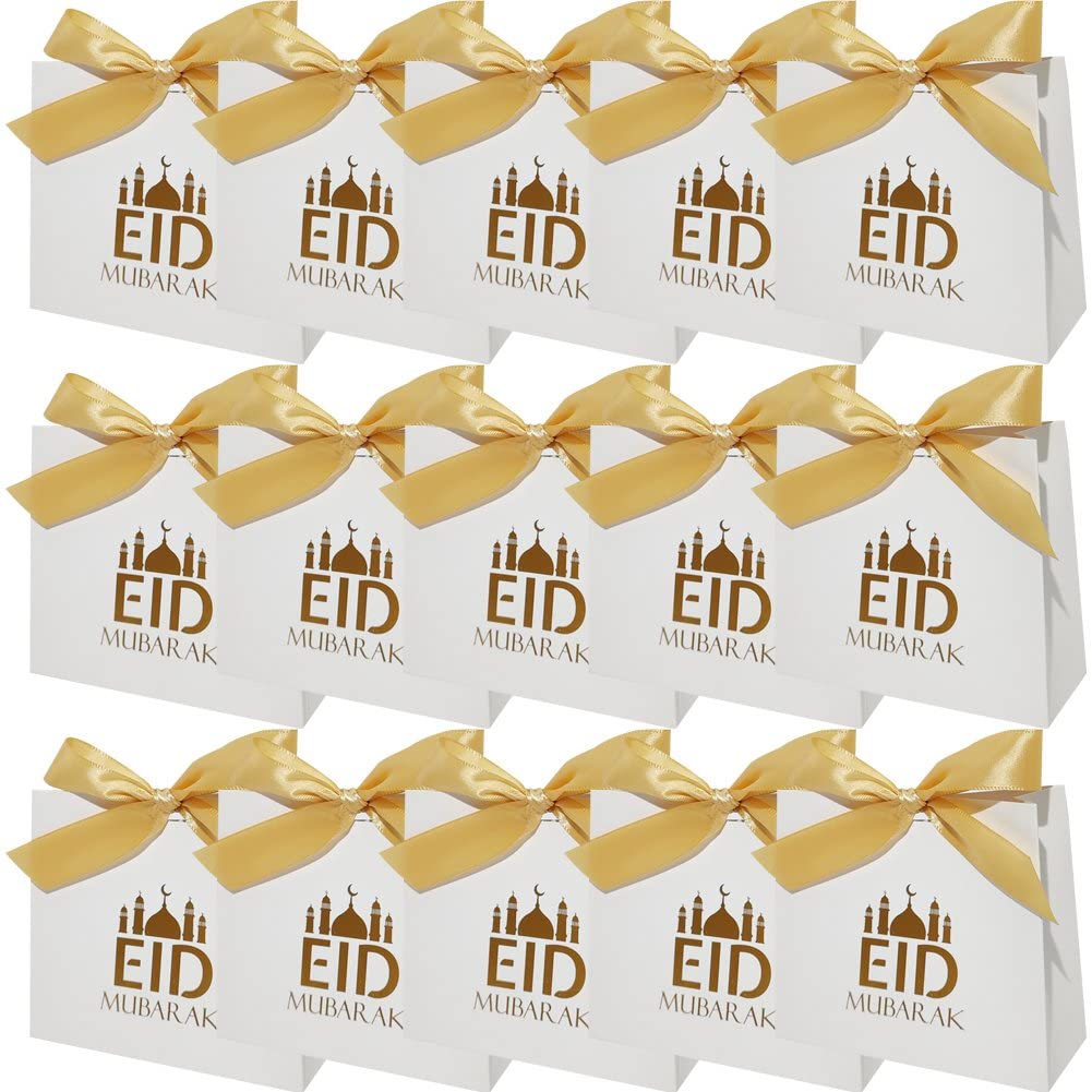 Cadeau Ramadan Mubarak pour invités : 50 boîtes à dragées chic avec ruban pour table de fête