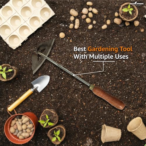 Image of Anandi Green's Metal Agriculture Garden Spectacular Heavy Duty Plastic Handle Gardening Tools Set for Gardening (Hello Hoe)