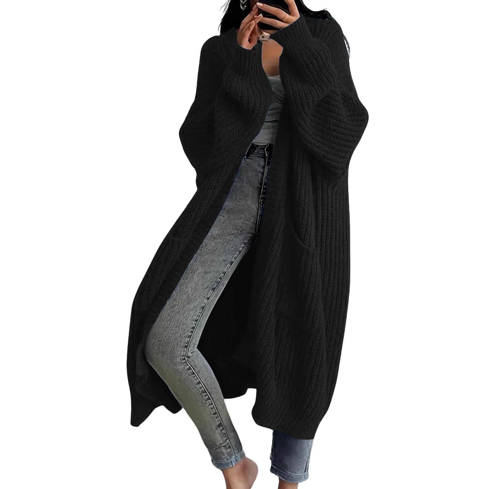 Long Cardigans for Womens Chunky Knit Sweater Coats Open Front Fall Trendy Outwear Casual Maxi Sweater Dress