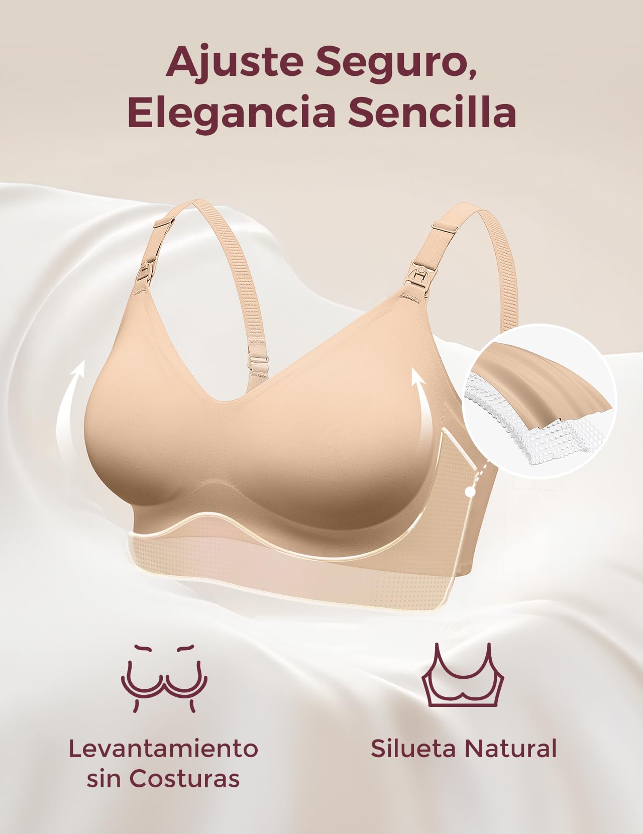 momcozy Sujetador Lactancia sin Costuras, Sujetador sin Aros y Acolchado de Forma Natural, Cómodo y Suave para Embarazo, Lactancia, Dormir y Uso Cotidiano - 4