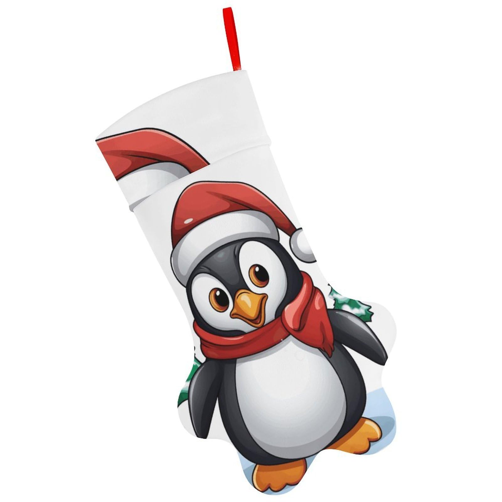 Christmas Penguin Christmas Stocking Soft Comfortable Christma Sornaments Stocking Cute All-Printed Dog-Paw Stockings for Xmas Eve Party Fireplace Tree Gift Decoration
