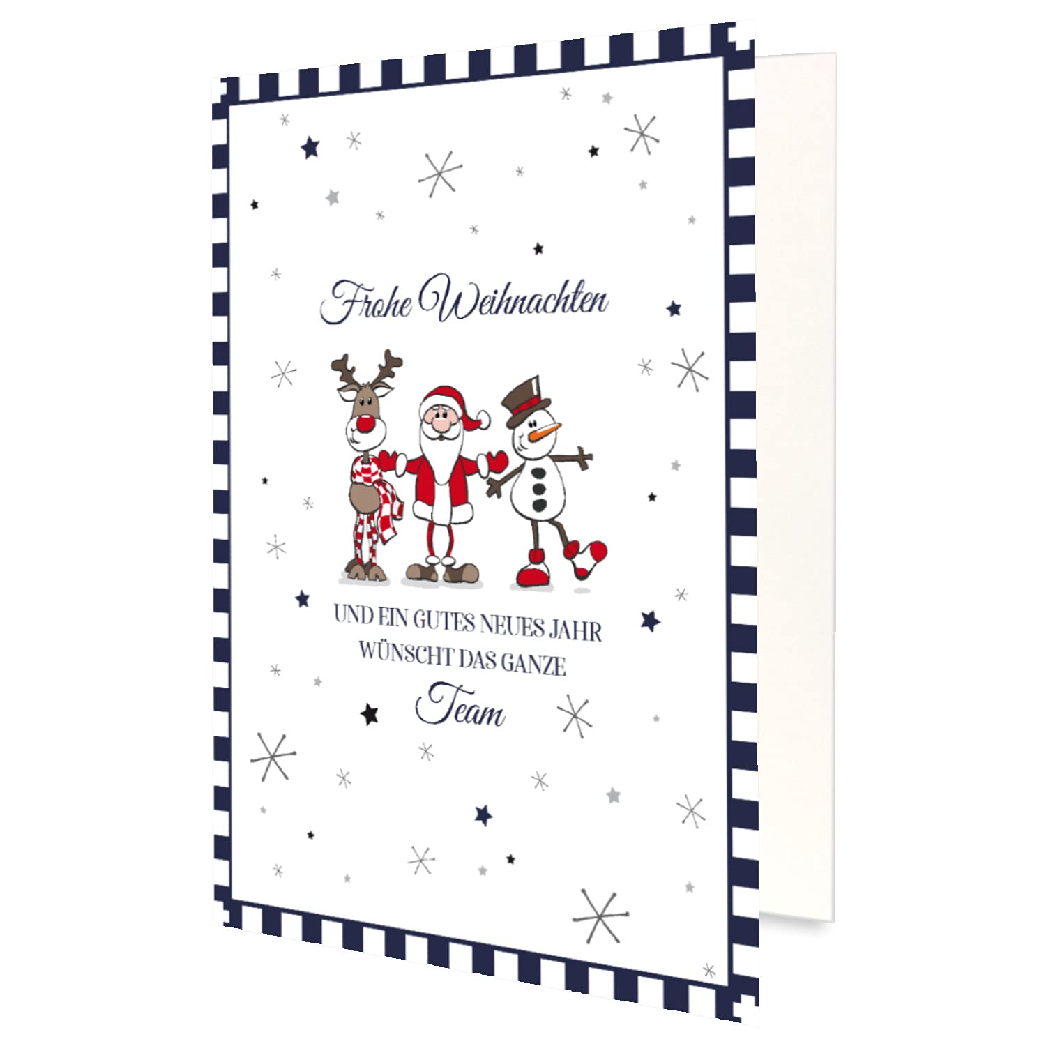 150 tarjetas de Navidad DIN A6 en color blanco con figuras de Navidad y texto – Tarjetas plegables con diseño navideño – 10,5 x 14,8 cm – saludos de Navidad para empresas y privadas