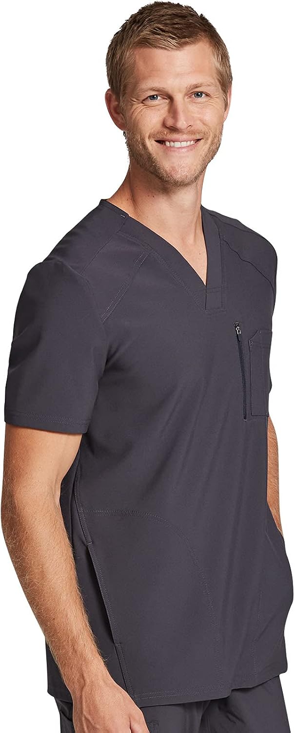 Dickies Retro Men Scrubs Top V-Neck 4 Pockets Sporty Seams