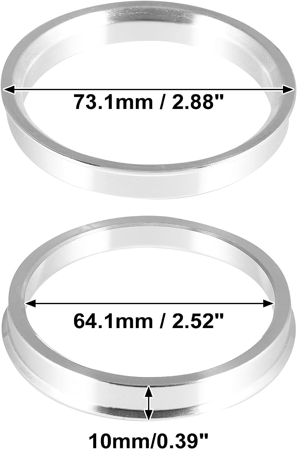 2pcs OD 73.1mm to ID 64.1mm Aluminium Alloy Car Hub Centric Rings Wheel Bore Center Spacer