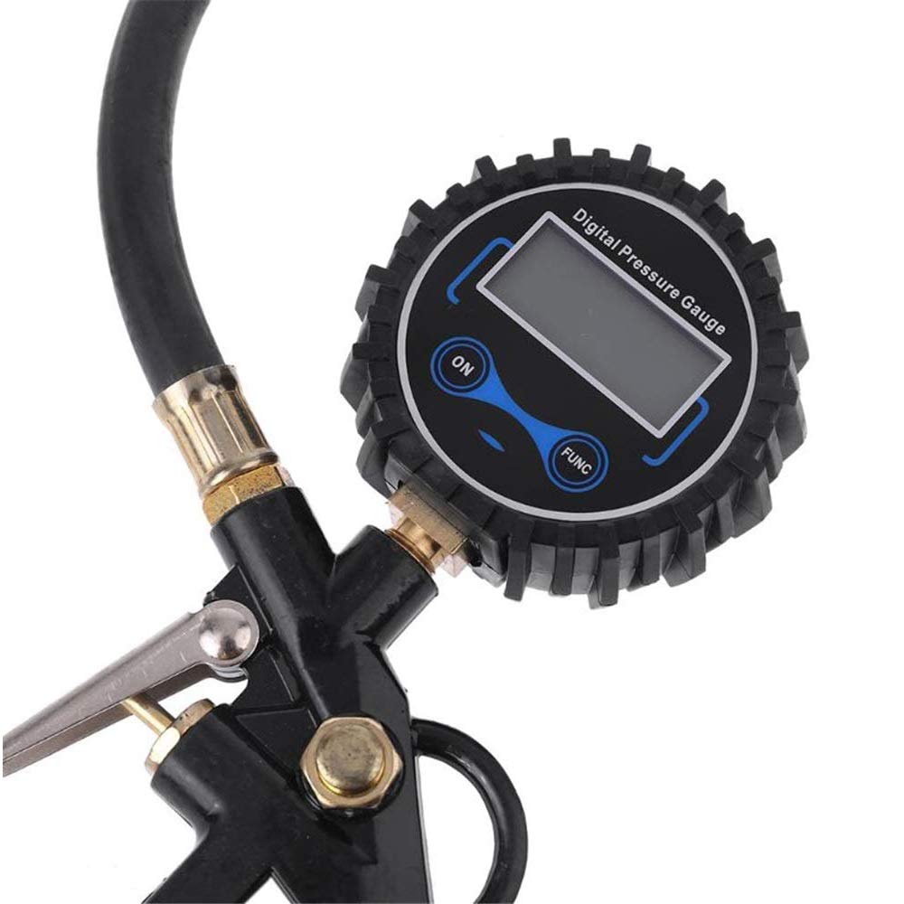 AGAATI Inflador de neumáticos Digital con manómetro, portabrocas de Aire de 255 PSI y Accesorios para compresores de Alta Resistencia con Manguera de Goma y acoplador de conexión rápida