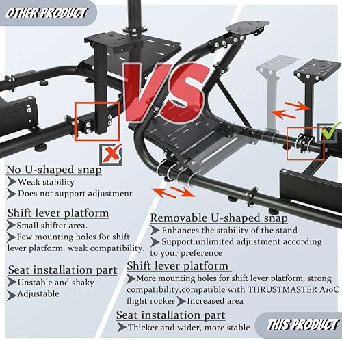 Miniatura 4 de Marada Racing Simulator Cockpit Stand with Black SeatRacing Game Stand fits Logitech G25 G27 G29 G920 G923 Thrustmaster FanatecSteering Wheel Stand