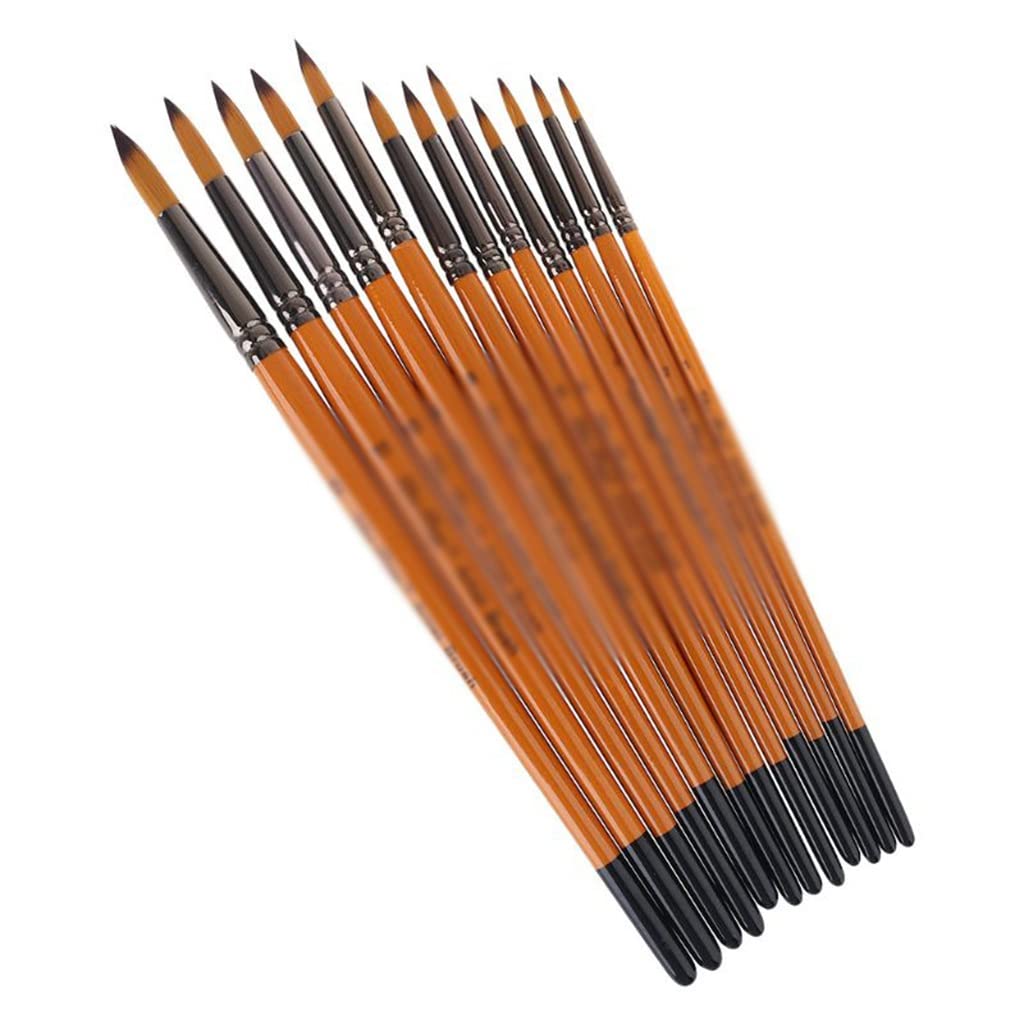 BATLAM Pinceles para Pintar con Detalles Profesionales Pinceles para Gouache de Acuarela de Nailon Profesional de 12 Piezas (Color : A, Size (A As The Picture Shows)