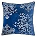Homey Cozy Embroidery Blue Velvet Throw Pillow Cover, Merry Christmas Series Snowflake Luxury Soft Fuzzy Cozy Warm Slik Gift Square Couch Cushion Pillow Case 20 x 20 Inch, Cover Only