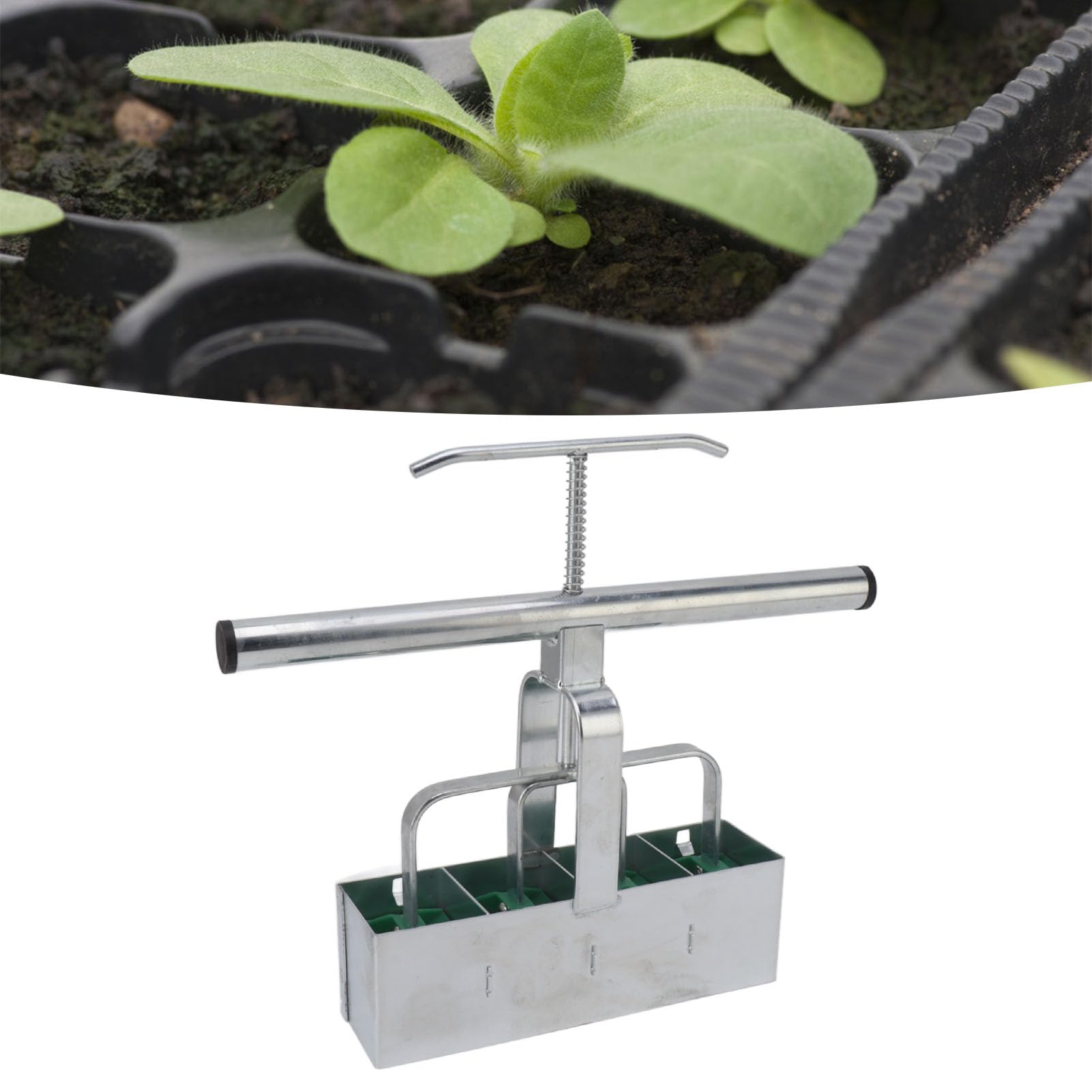 Fabricant de Blocs de Sol, Bloqueur de Sol en Acier avec 4 Cellules pour Le Démarrage des Graines, Parfait pour Le Jardinage Extérieur 11,4 X 2 X 9,8 Pouces