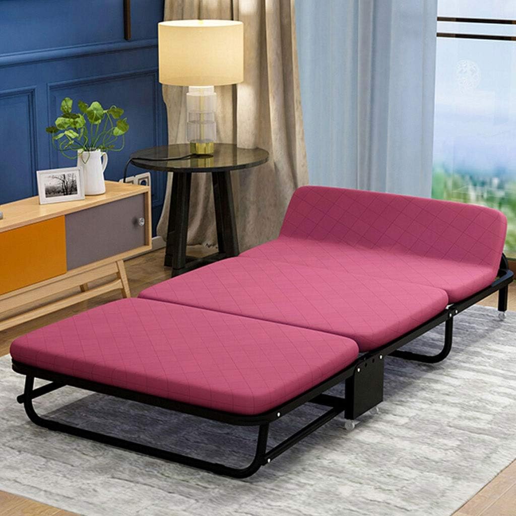 Threefold Sofa Bed, Home Portable Simple Bed with Roller