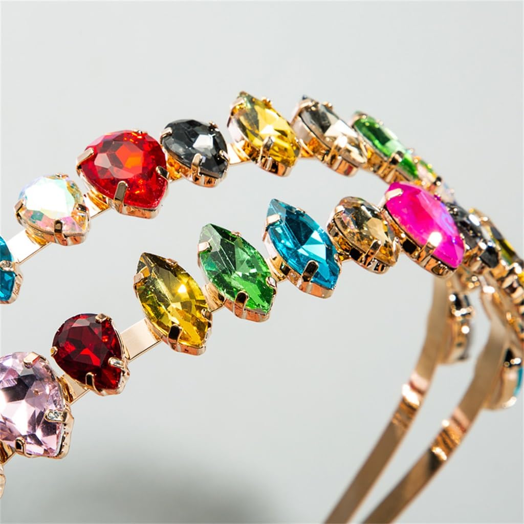 FMURY - Fasce per capelli multistrato da donna, con strass, accessori per capelli personalizzati