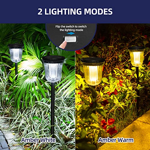 Wtgegf Solar Pathway Lights Outdoor, 4 Pack 200 Lumens Landscape Path Lights, Ip65 Waterproof Warm/White Driveway Long Lasting Led Walkway Back Yard For Garden Lawn Patio #TOP2