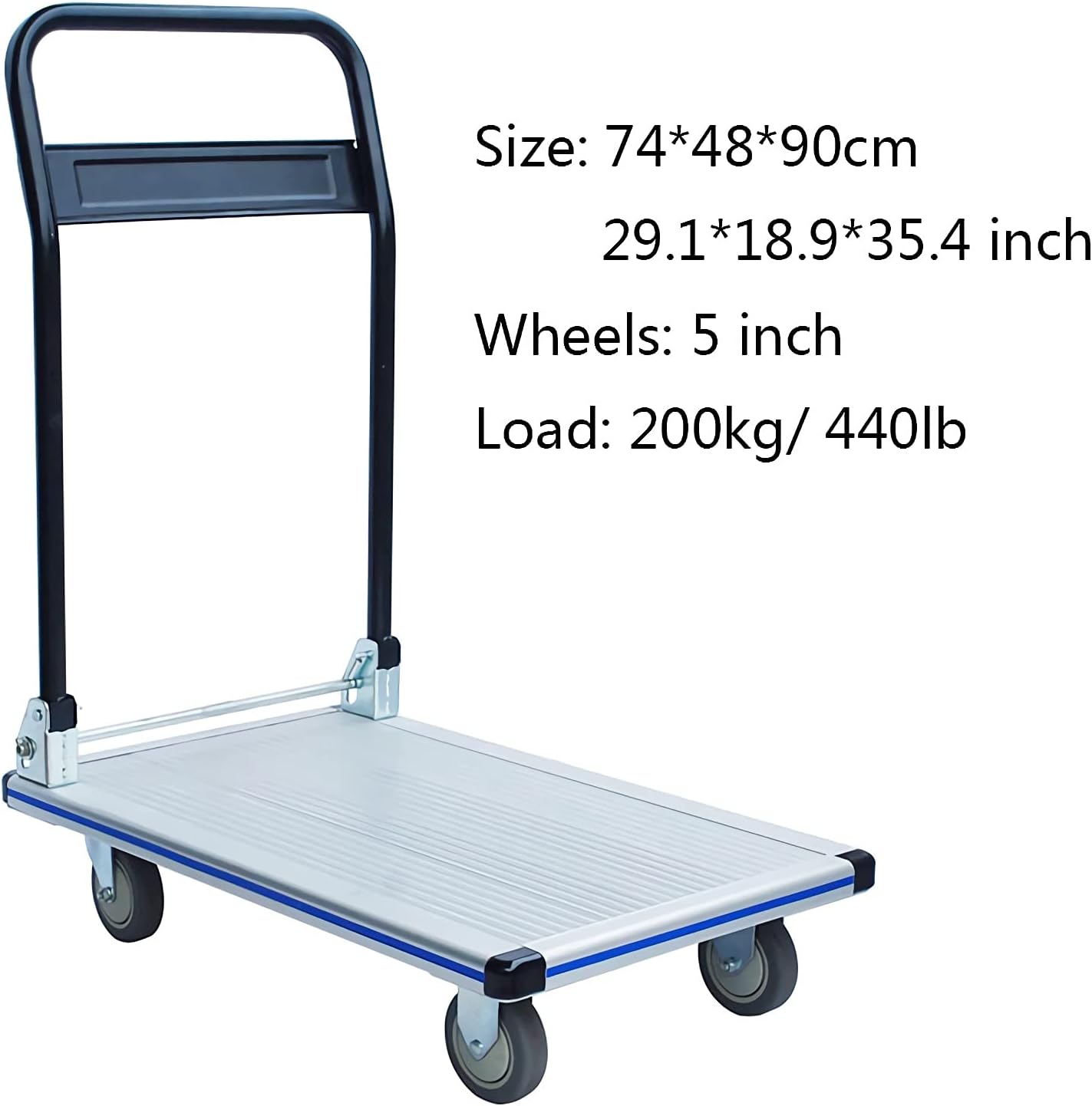 Foldable Push Hand Cart Folding Platform Truck Aluminum Alloy Hand Cart with Wheels and Foldable Handle Push Trolley for Luggage Parcel Tools Moving Dolly Cart