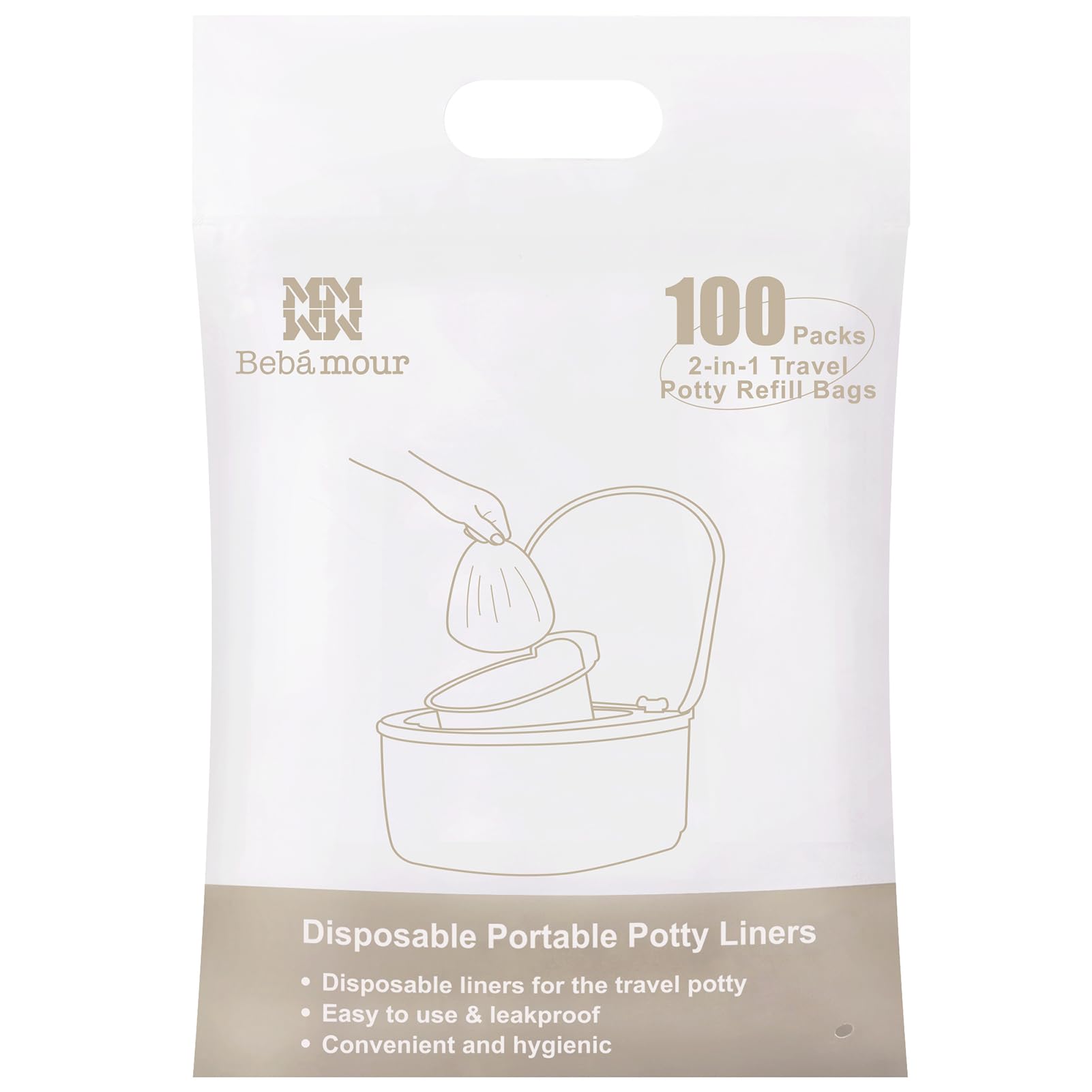 Bebamour Potty Chair Liners 100Pcs Disposable Training Toilet Bag Portable Potty Training Bags Toilet Seat Potty Bags Cleaning Bag for Kids Toddlers