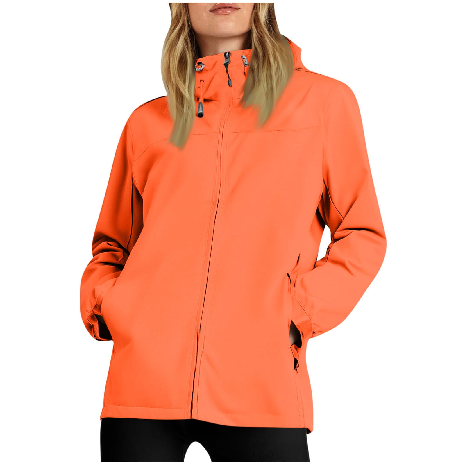Plus Size Rain Jacket Women Waterproof Hooded Raincoats Travel Hiking Rain Coat Packable Windbreaker with Pockets