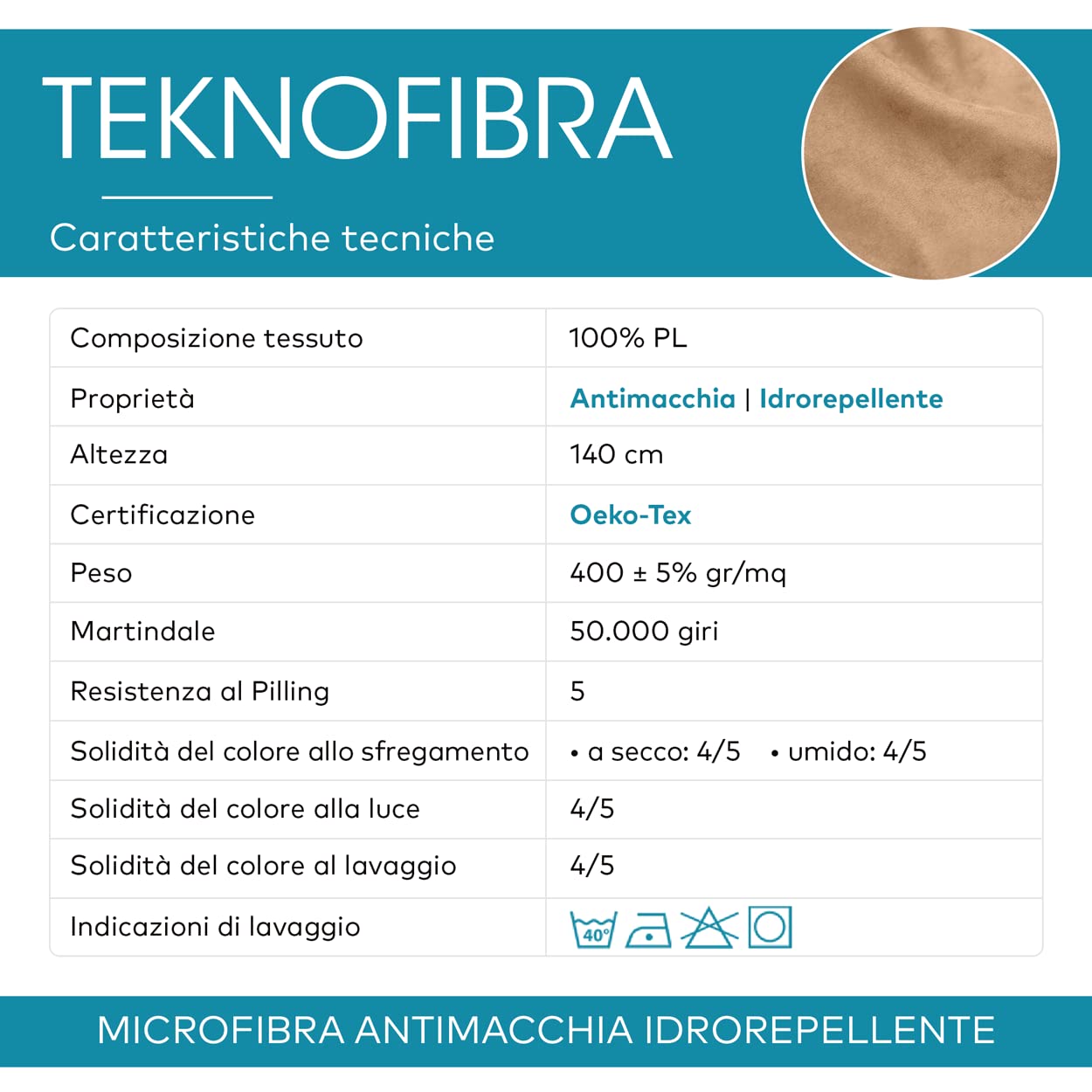 DESHOME Teknofibra 5 mètres - Tissu au mètre d'ameublement Microfibre suède Anti tache Hydrofuge pour canapés, coussins, accessoires Gris marron