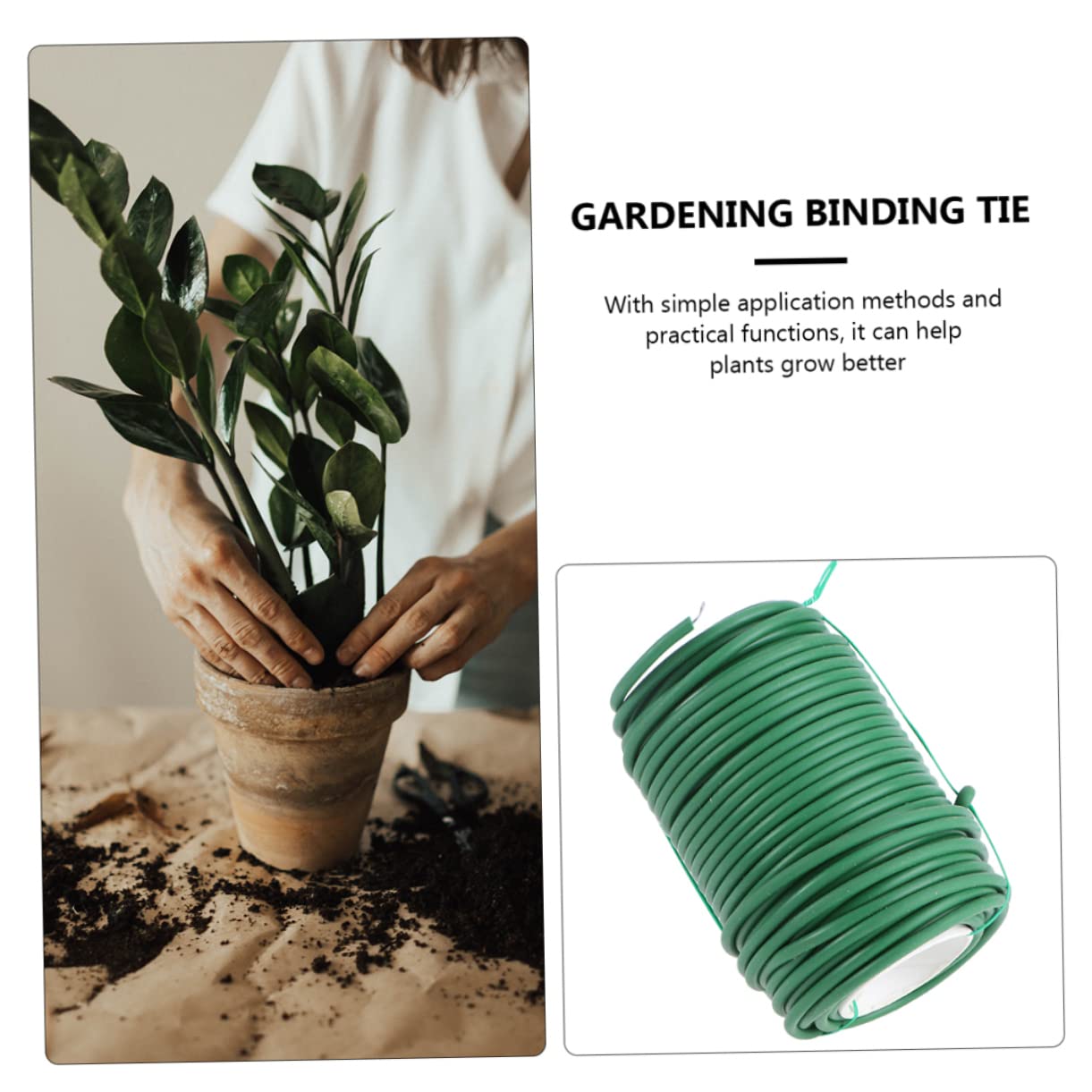 Toyvian Liens de Jardin pour Plantes Flexibles, 2 Rouleaux, TPR Fer Vert