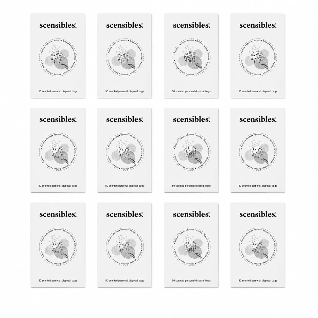 Scensibles Disposal Bags for Menstrual Care Products - (50 x 12) ct Refill Box - for Disposal of Tampons, Pads, Panty Liners, Hygiene Products