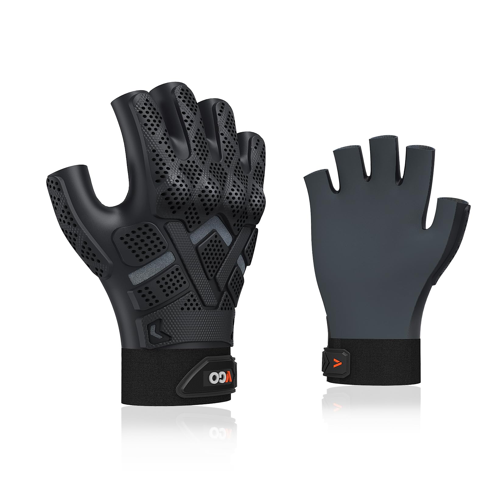Vgo... NGG X1 Seamless Utility Gloves, Half Finger Mechanic Synthetic Leather Gloves,Knuckle Impacted Work Gloves