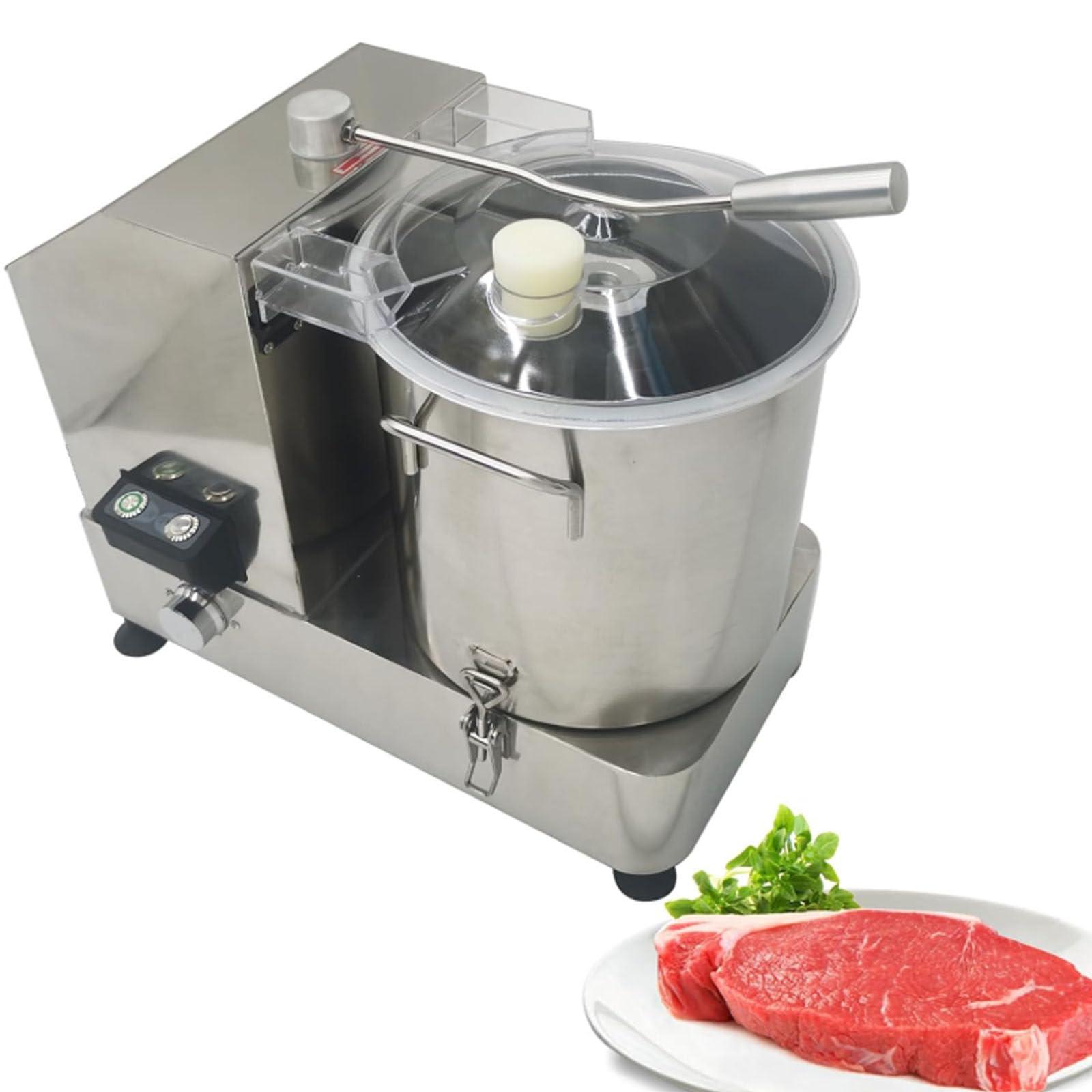 Procesador de alimentos comercial, picador eléctrico de verduras, de acero inoxidable de 6 l, 9 l y 12 l, para patatas, cebollas, jengibre y repollo.,9L