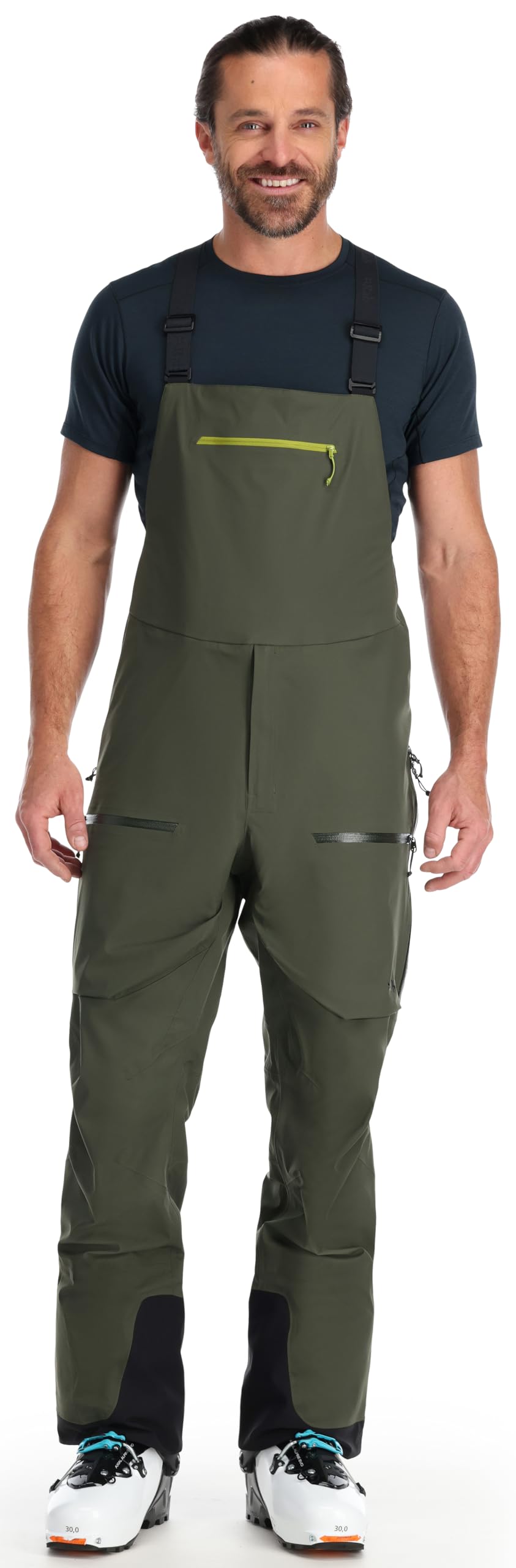 RAB Khroma Kinetic Bib Pantalones impermeables transpirables para esquí y montañismo - Ejército - M