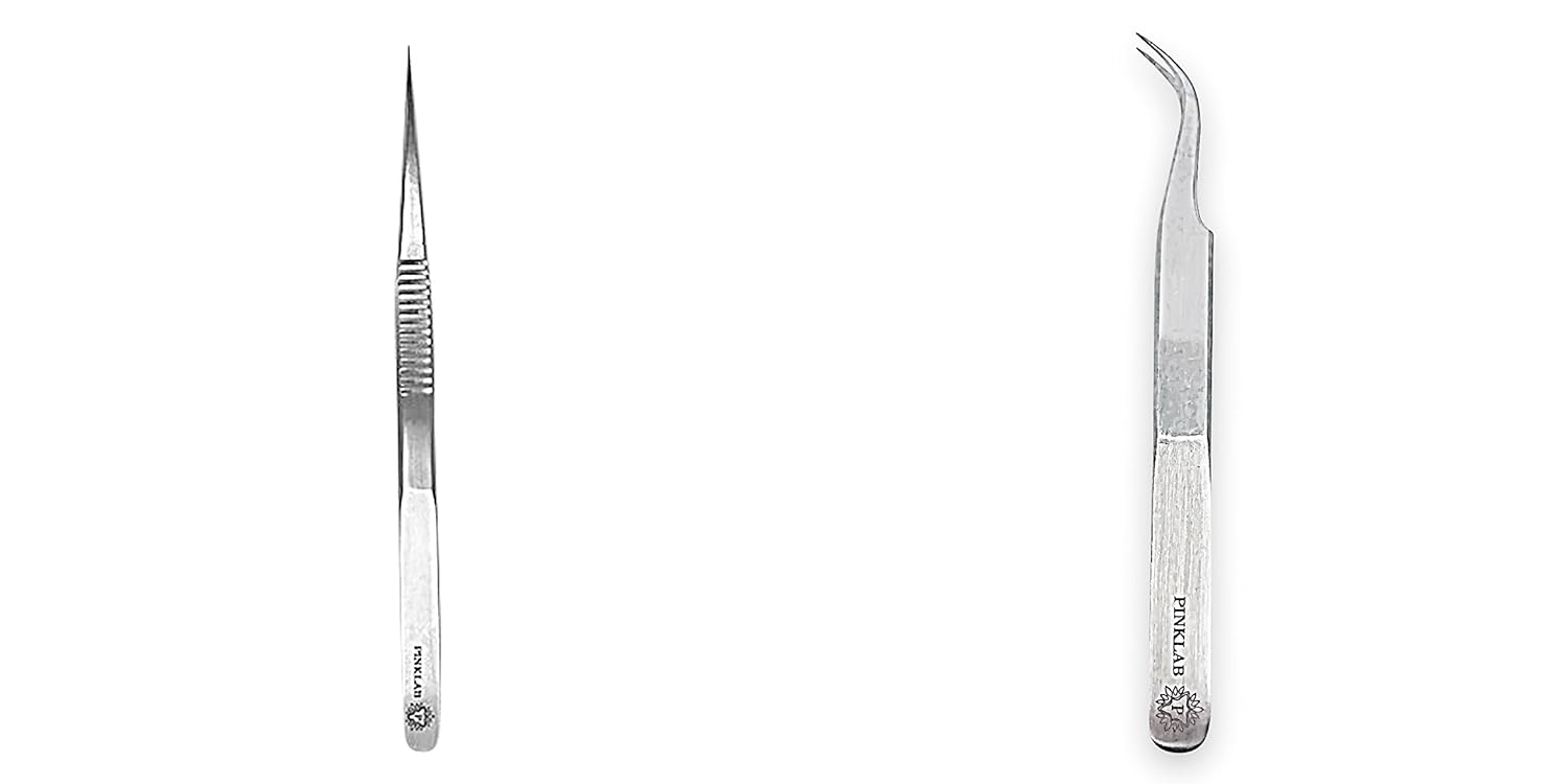 Rev Pro / 2 pack tweezer set/Straight & Curve/for Eyelash Extension By PINKLAB