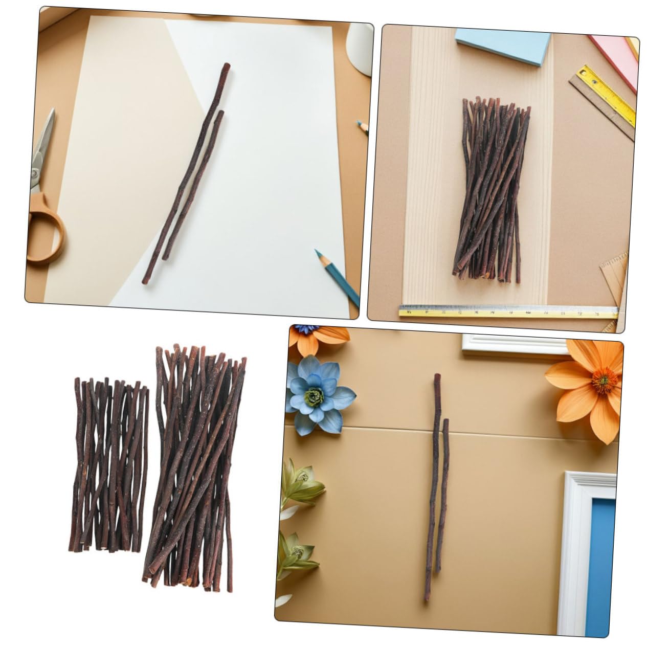 SEWACC 60pièces Bâtons Artisanat Naturel Brindilles Séchées Pour Décoration Intérieure Accessoire Photo Projet Créatif Centre De Table De Ferme