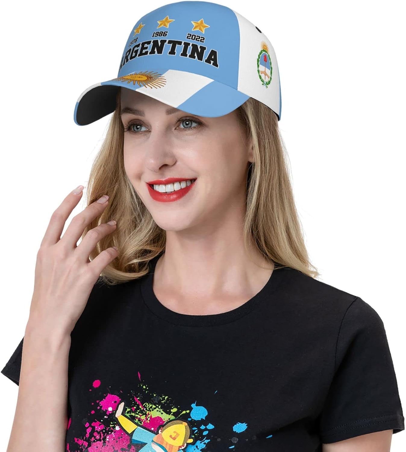 3 Stars 1978 1986 2022 Champions Argentina Baseball Cap Full Print Adult Unisex Adjustable Hat Soccer Fans Caps Black - Image 7