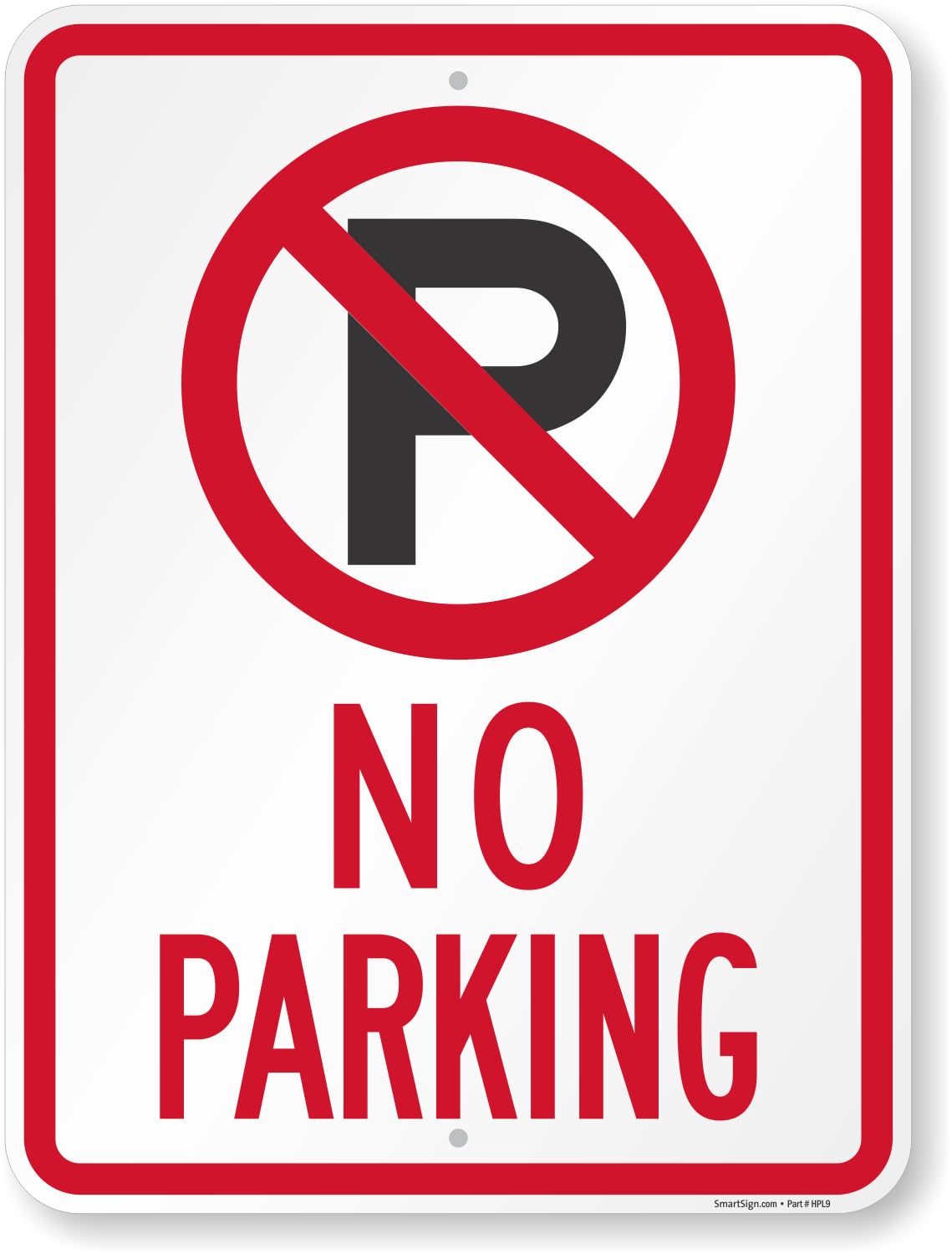 SmartSign No Parking Metal Sign with Symbol - 18" x 24", 120 mil Aluminum Composite (ACM) with Overcoat, Engineer Grade Reflective, Red, Black and