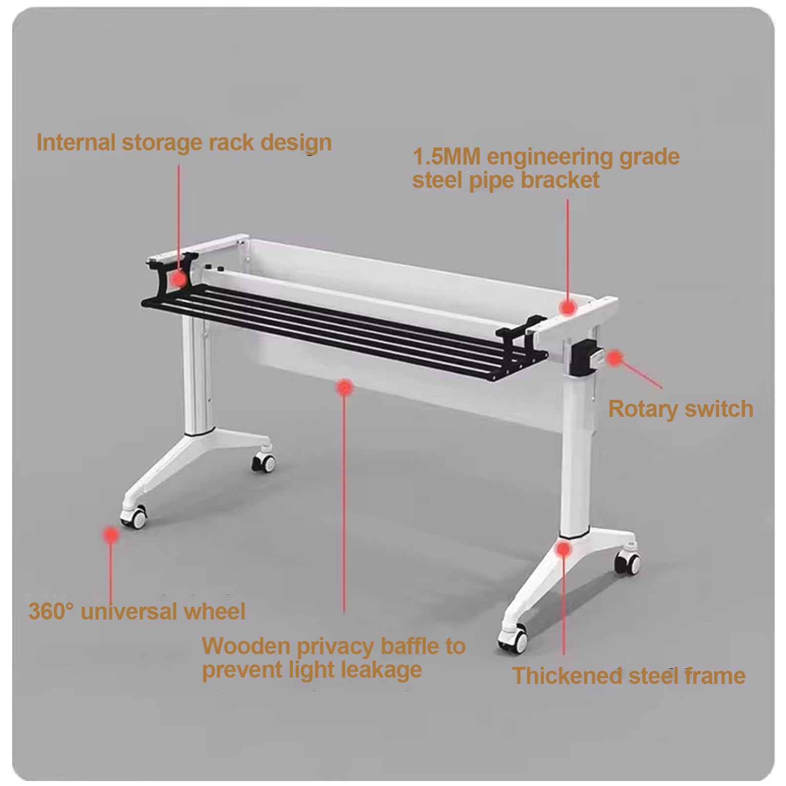 Tavolo da conferenza pieghevole portatile in legno con struttura robusta e ruote a 360° - Tavolo salvaspazio per ufficio, riunioni, seminari e corsi di formazione, 120x55x75 cm/47,2x21,6x29,5 pollic