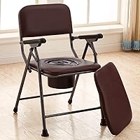 Vista 7 de Cómoda silla de inodoro de baño, sofá multifuncional para personas mayores, con cubo, cubierta, reposabrazos, respaldo para limpiar, plegable