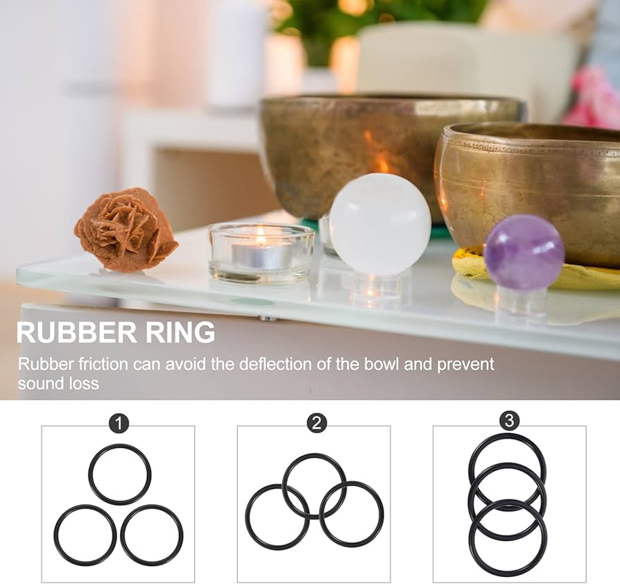 3-Pack Silicone Singing Bowl Cushions - Non-Slip Base For Tibetan Bowls (Black, 9.5cm)