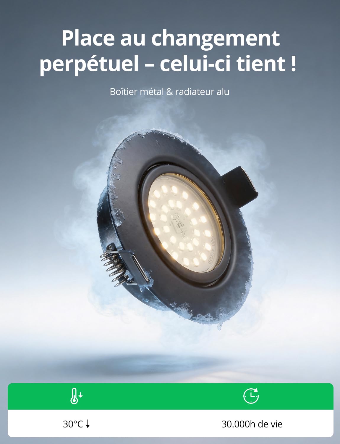 Bojim Lot de 20 Spot LED Encastrable Noir Dimmable, Classe d'Efficacité Énergétique D, 230V Blanc Neutre Trou 68mm 5.5W 650LM, pour Cuisine Salon Chambre Salle de Bain