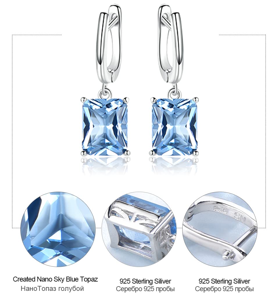 LOKILOKI Orecchini A Clip In Argento 925 Con Topazio Azzurro Quadrato E Zirconi - Donna, Eleganti