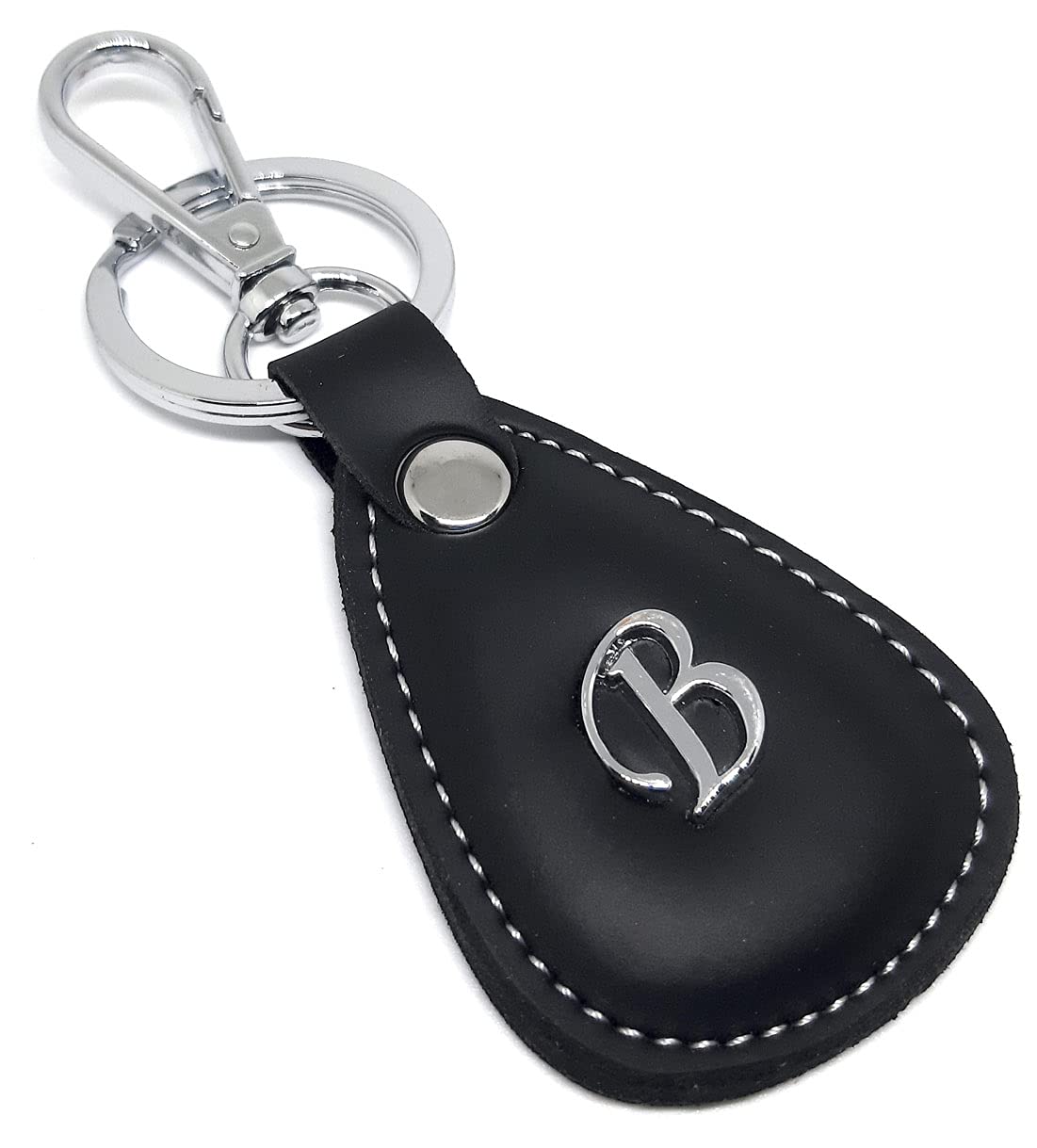 Aura Letter Initial Monogram Alphabet Keyring Key Chain For Bike Car Boys Girls Friend Men Women PU Leather & Metal Black Hook Key Chain
