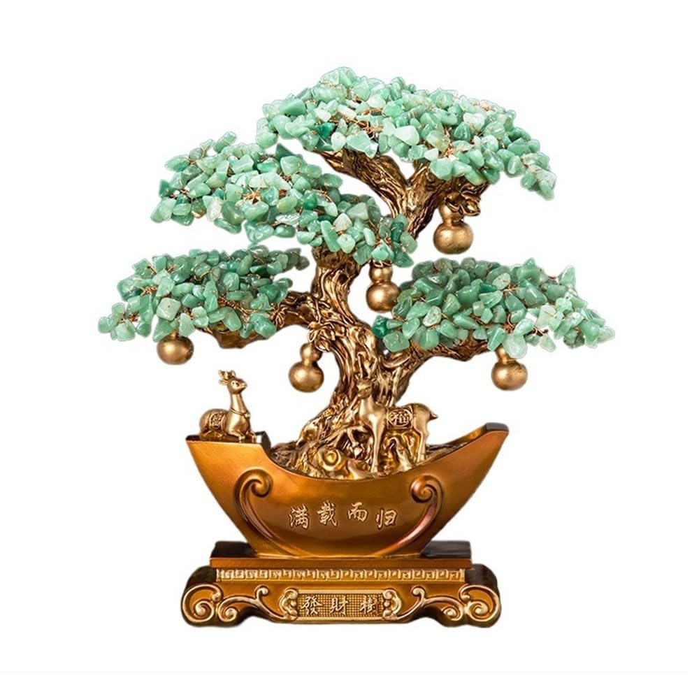 Chakra Crystal Tree Feng Shui Crystal Money Tree Decoration - Fortune Tree for Wealth and Prosperity, Spiritual Crystal Tree Ornament Perfect for Home Office Decor Feng Shui Decor(Green,Small)