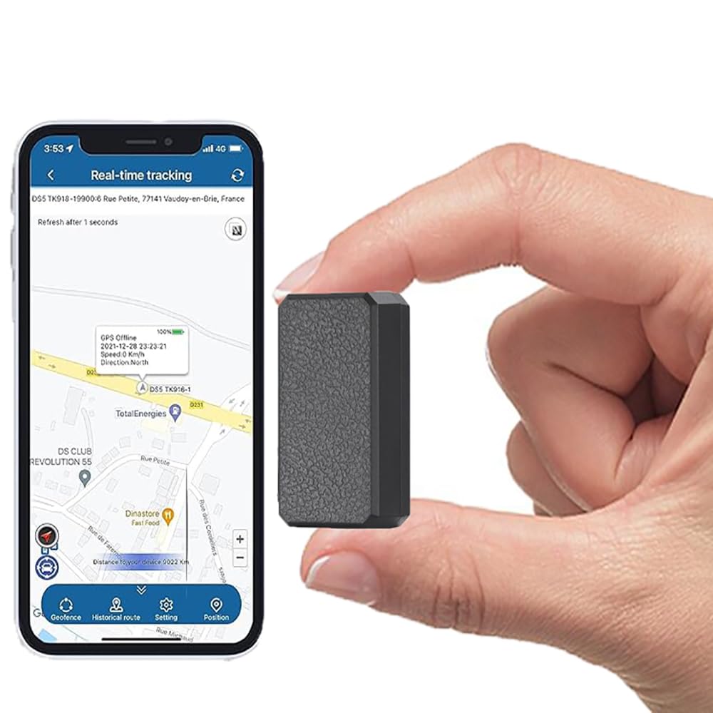 TKMARS Localizador GPS, Mini Rastreador GPS para Motocicleta, Coche, Bicicleta, Niños, Recargable Seguimiento Tiempo Real Impermeable Antirrobo Tracker GPS