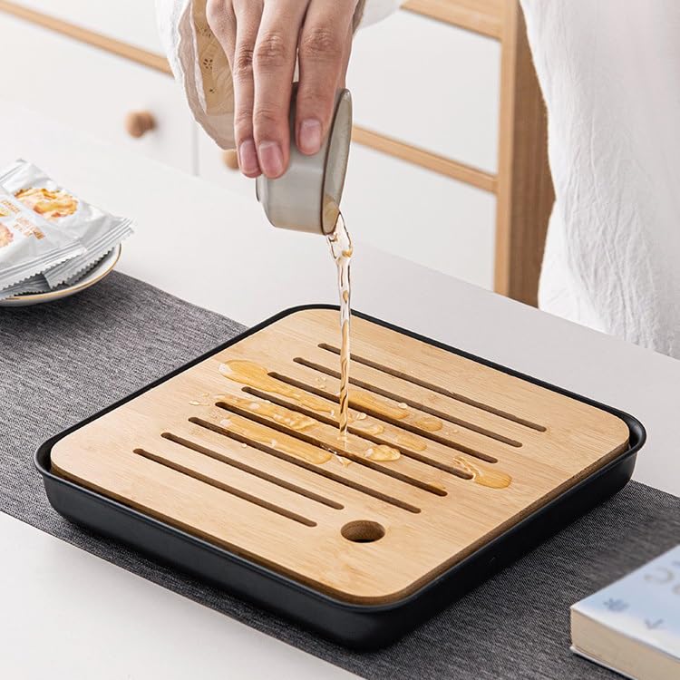 Bandeja para té Bandeja de té for el hogar, Bandeja de té de Kung Fu, Bandeja de Drenaje de té seco Moderna y Simple, Bandeja de té de Kung Fu, mar de té Bandeja para Mesa de café(A)