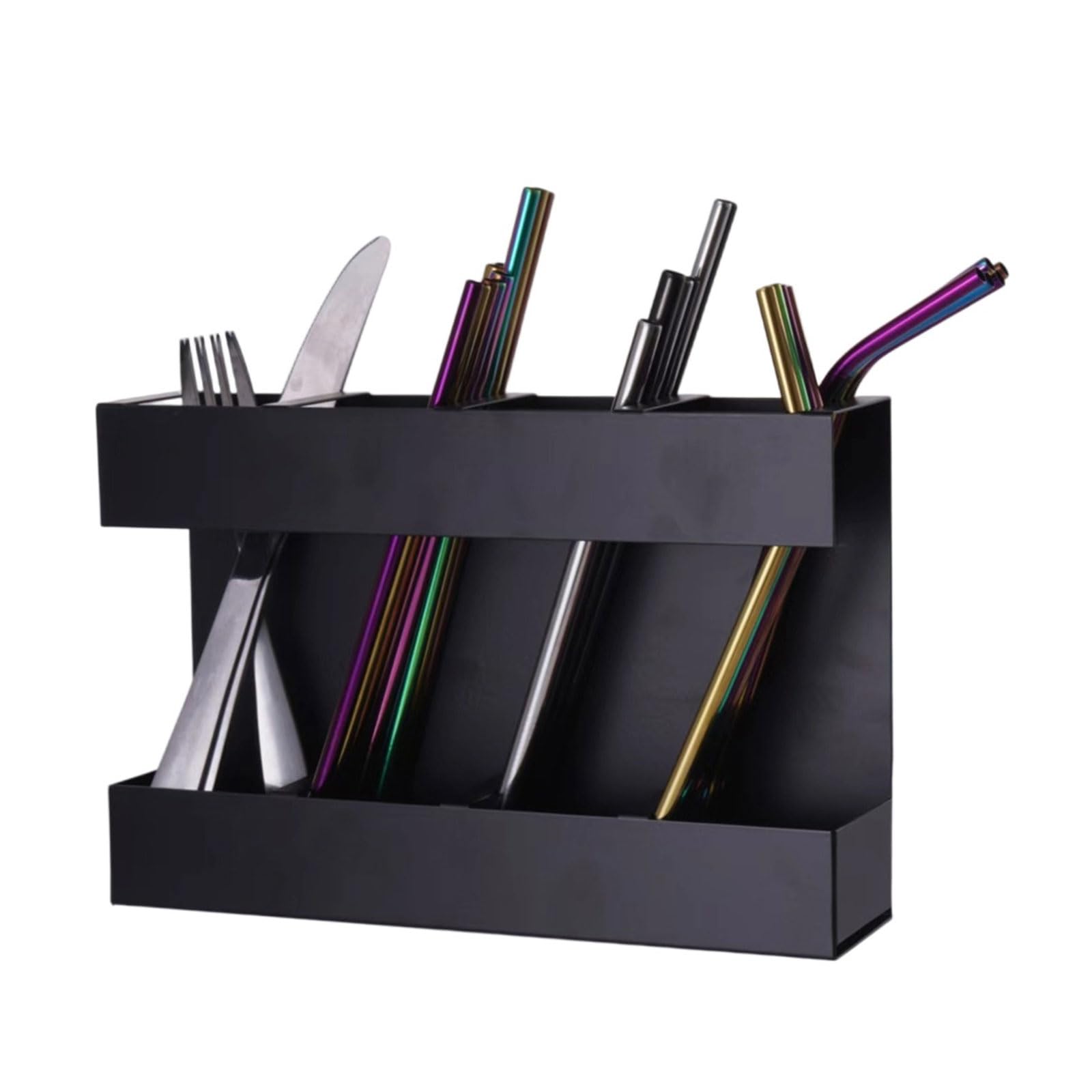 Organiseur de baguettes en métal pour économiser de l'espace - Support mural pour ustensiles de cuisine, maison, hôtel, solution de rangement pour paille