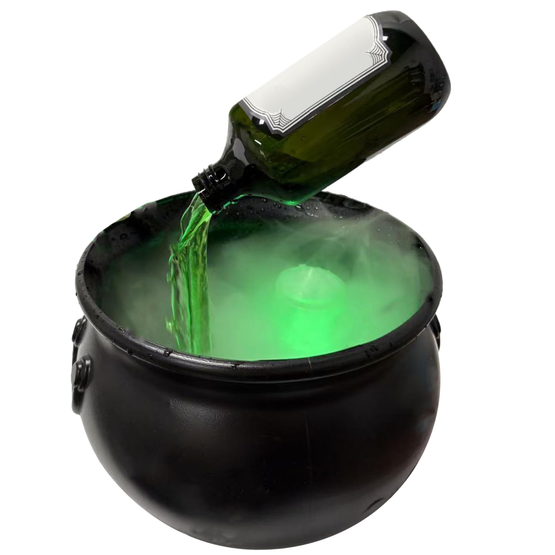 Faticenic Cauldron with Floating Potion Bottles & Fog Maker Spooky Halloween Cauldron for Home, Party, Mantel, Table Decor, Indoor Decorations