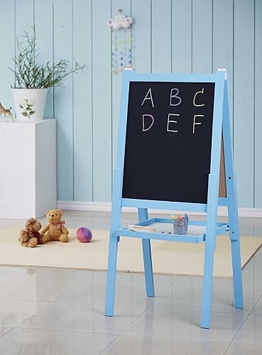 Miniatura 2 de PJ Wood Art Easel - Tabla de borrado en seco y pizarra de tiza - azul