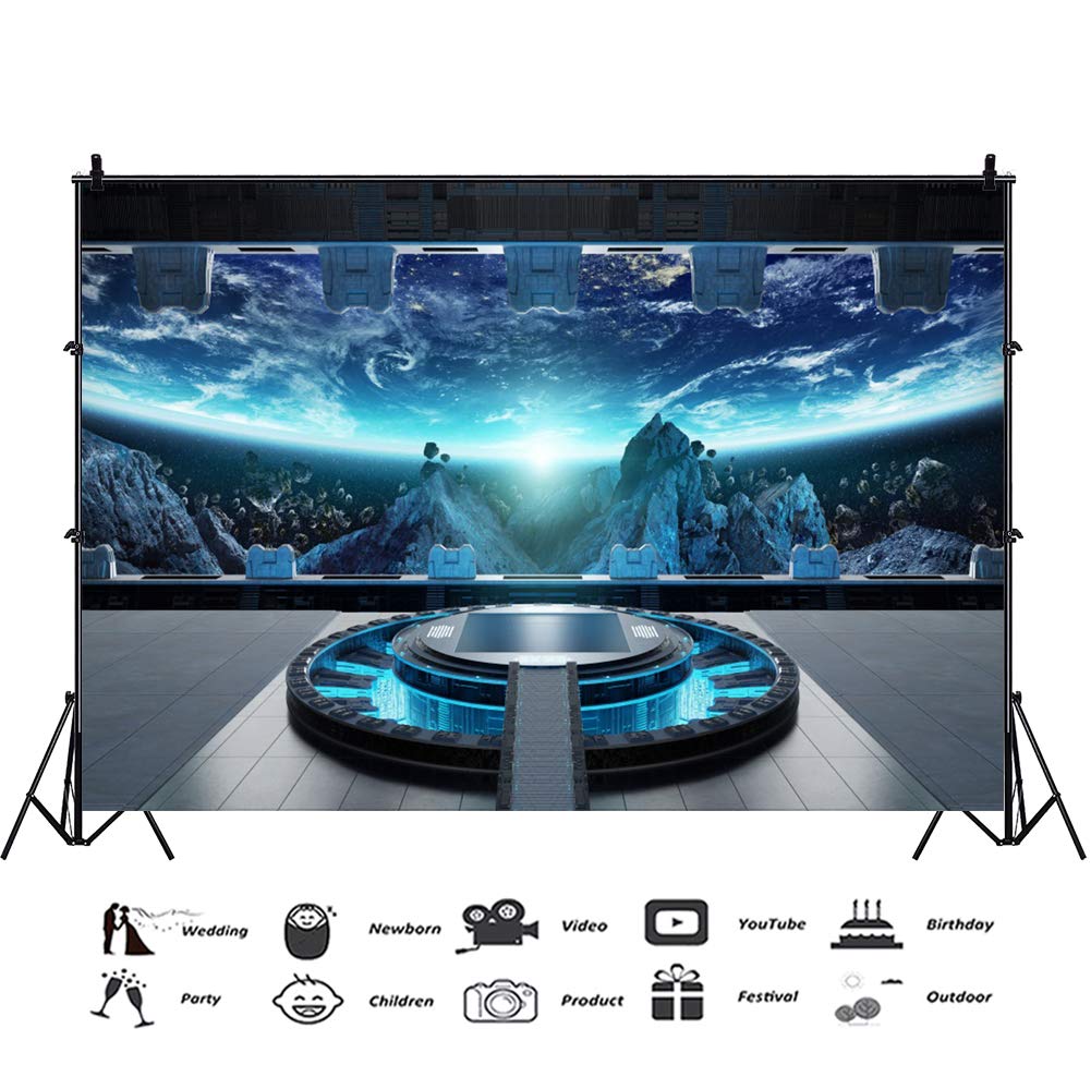 AOFOTO Fotohintergrund 3x2,1 M – Raumschiff & Galaxie-Design Für Studio-Fotos