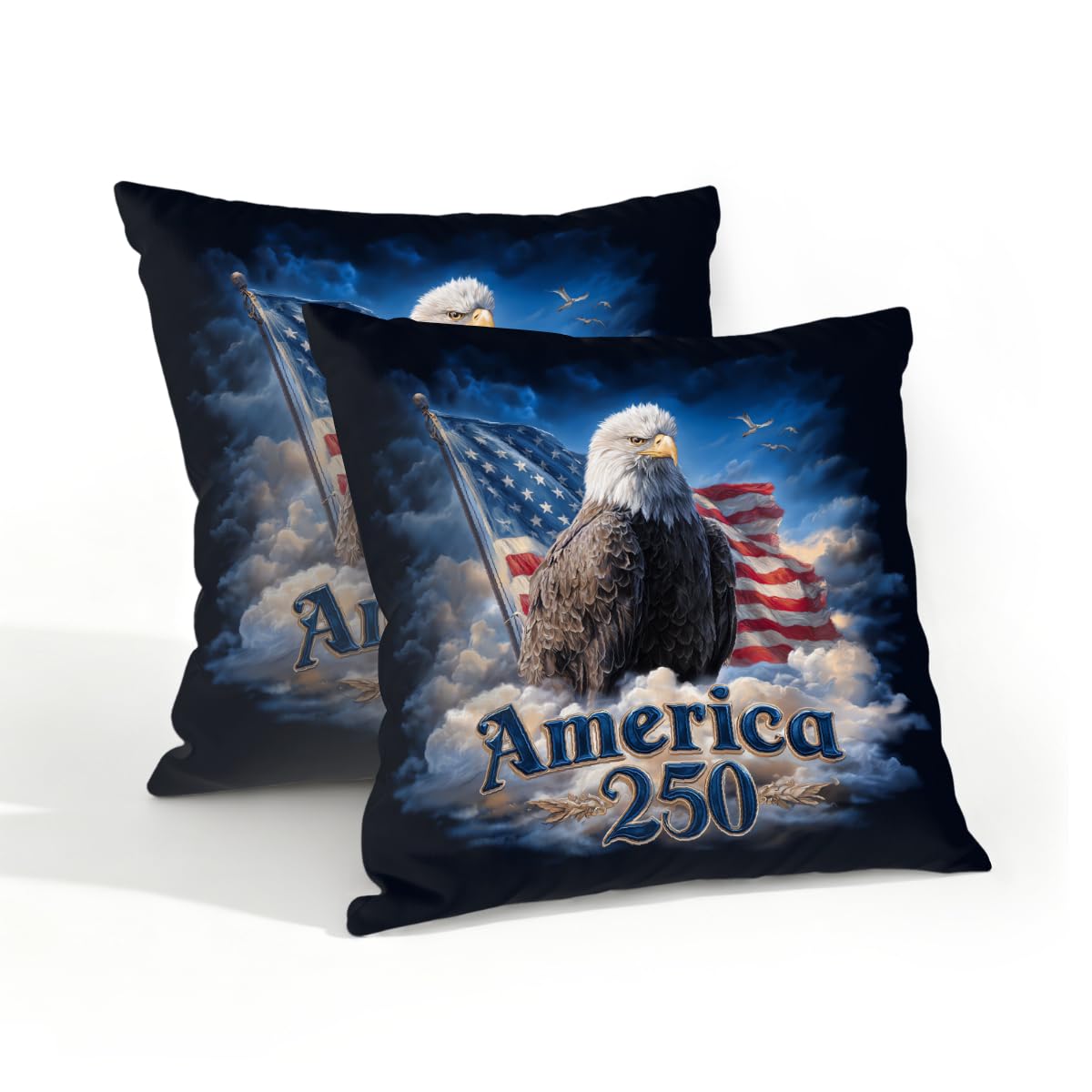 Outdoor Pillow Covers Waterproof Pillowcases 18x18in Set of 2 America-250th Independence Day Eagle Decorative Throw Cushion Case for Couch Sofa Garden Patio Furniture