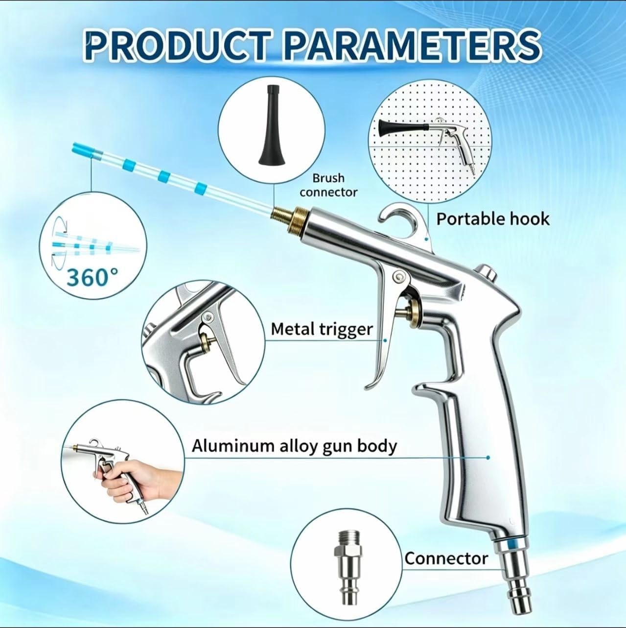 Tornado Detailing Car Cleaning Gun | Interior Drying Air Gun | High Pressure Blower Gun | Car Cleaning Kit for Swiftly Removing Dirt and Dust with Air Flow