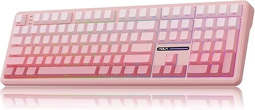 MechLands Aula F108 - Teclado para juegos 100% inalámbrico, teclado mecánico de junta personalizada de tamaño completo, batería de 4000 mAh, 108