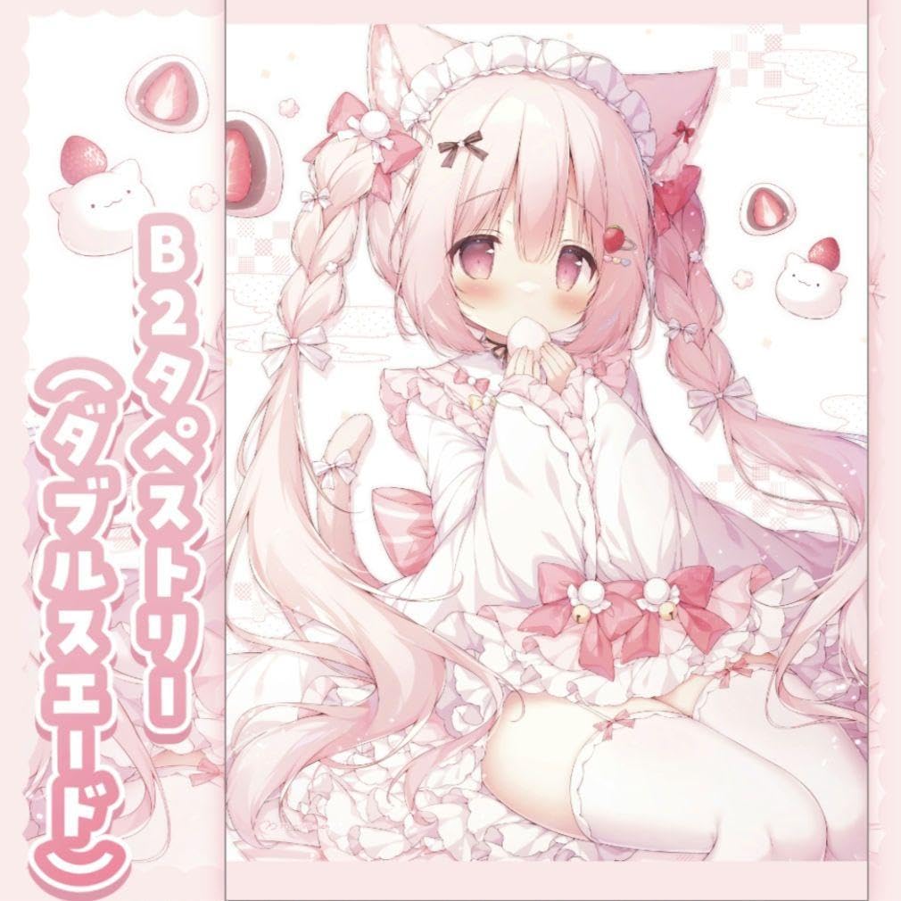 桃豆こまもち いちごホワイトチョコちゃん タペストリー B2 桃豆こまもち先生『究極のコラボ米』に登場！！ | ブレン